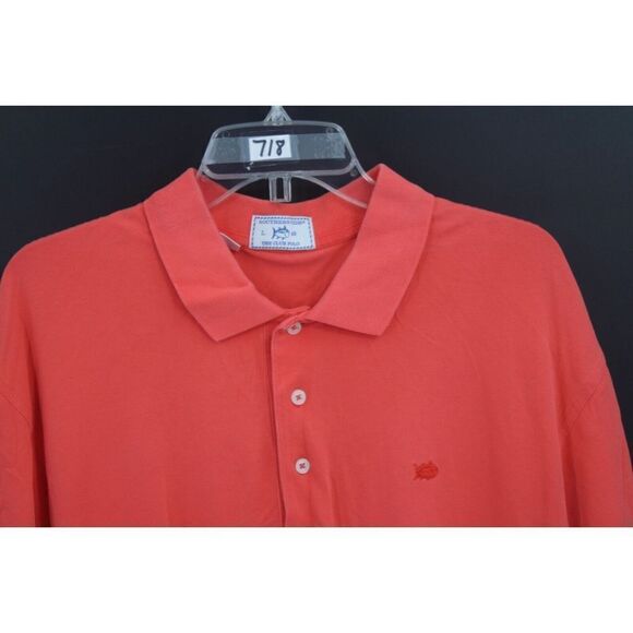 Southern Tide Shirt Mens Large SALMON PINK Polo Skipjack Logo Stretch Casual - Picture 2 of 6